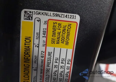 2022 GMC Acadia Awd At4 из США, поврежденный, VIN 1GKKNLLS9NZ141231